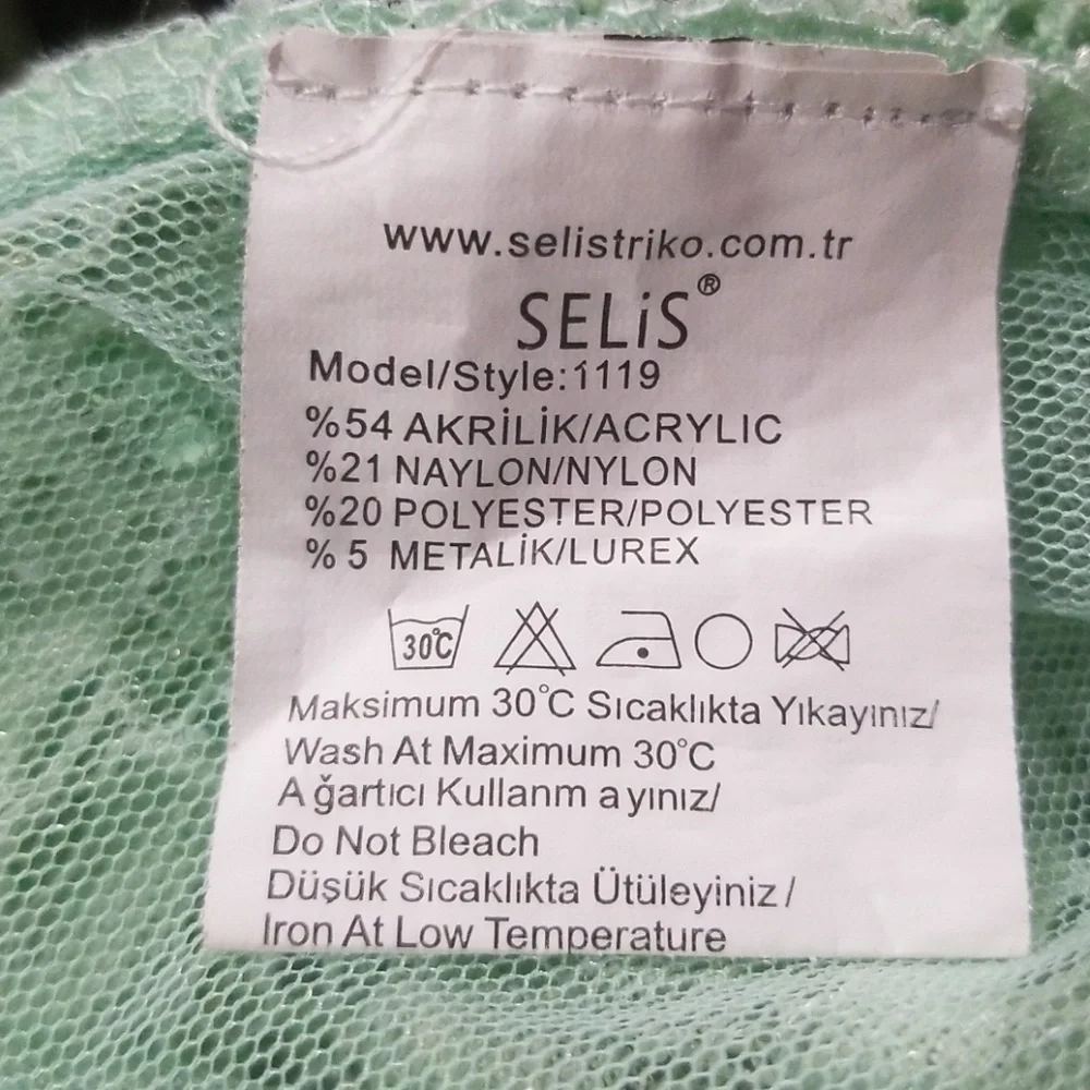 SELIS Mint Metallic Knit and Lace Cardigan